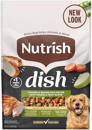 Nutrish Dish Dry Dog Food, Chicken Recipe, 3.75 lb. Bag (Rachael Ray) | Made with Dried Peas, Carrots & Apples And Contains No Added Corn, Wheat, Soy or Gluten Ingredients