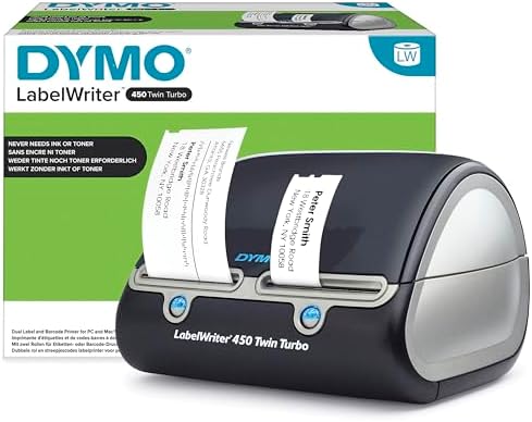 LabelWriter 450 Twin Turbo Label Printer, 71 Labels/min Print Speed, 5.5 x 8.4 x 7.4