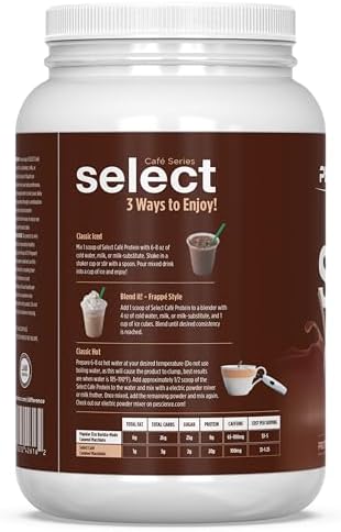 PEScience Select Cafe Protein Coffee Powder, Caramel Macchiato, 20 Servings | 100mg Caffeine, 20g Iced Protein Coffee Powder or Creamer