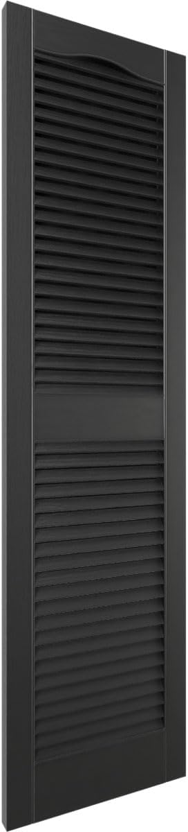 14 1/2"W x 60"H EverColor Open Louver Exterior Vinyl Shutters, w/Installation Shutter-Lok's & Matching Screws (Per Pair), Black