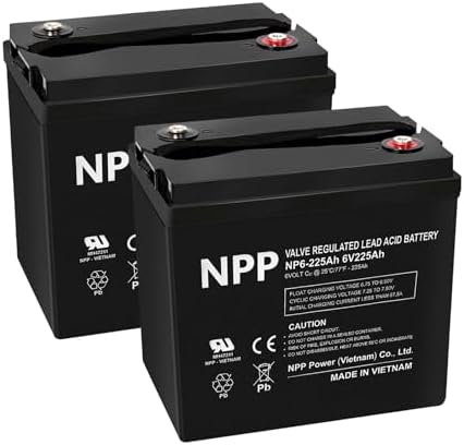 NPP 6V 225Ah AGM SLA Battery with T16 (M8) Terminal for Golf Cart (2 Pcs)