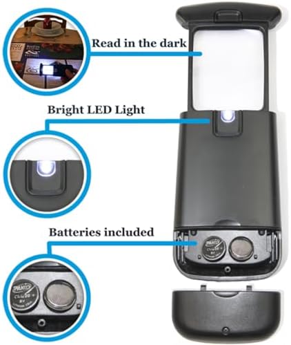 Small Pocket Magnifying Glass 3X with LED Light For Reading Fine Print, Mini Lighted Hand Held Acryl Lens, Read Lables In Stores