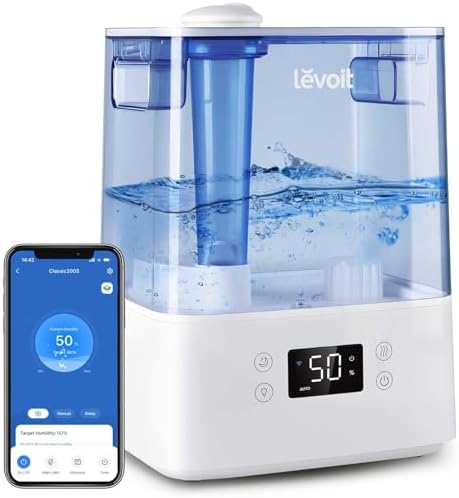 Levoit Humidifiers for Bedroom Large Room, 6L, 60H Runtime, 26dB, Smart App