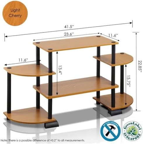 Furinno Turn-N-Tube Rounded Corner TV Entertainment Center, Light Cherry/Black