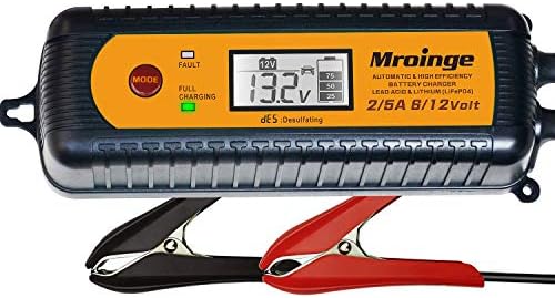 Smart Battery Charger, Mroinge 5A 6V/12V Automatic Battery Charger/Maintainer/Desulfator for Cars, SUVs, Trucks and More