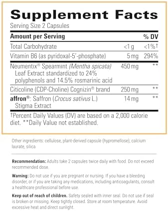 Integrative Therapeutics Neurologix - with Saffron and CDP-Choline - Nootropic Supplement for Brain Health*- Focus* - Memory Support* - Vegan