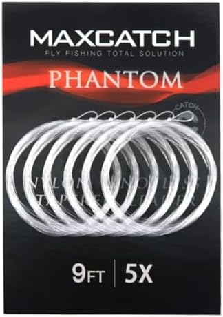 M MAXIMUMCATCH Maxcatch Fly Fishing Tapered Leader Line 6 Pack -Pre-Tied Loop- Tensile Strength- Abrasion Resistance- Low Memory 7.5ft/9ft/12ft/15ft, 0X-7X
