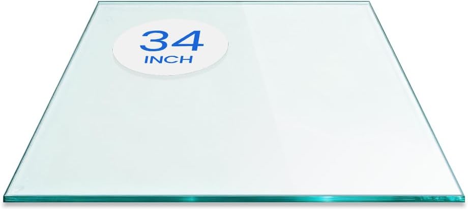 16 inch Square Glass Table Top - Tempered - 1/2" Thick Glass Surface, Safe Beveled Edge, Eased Corners, Multipurpose for Dining Table, Patio, Coffee and End Table