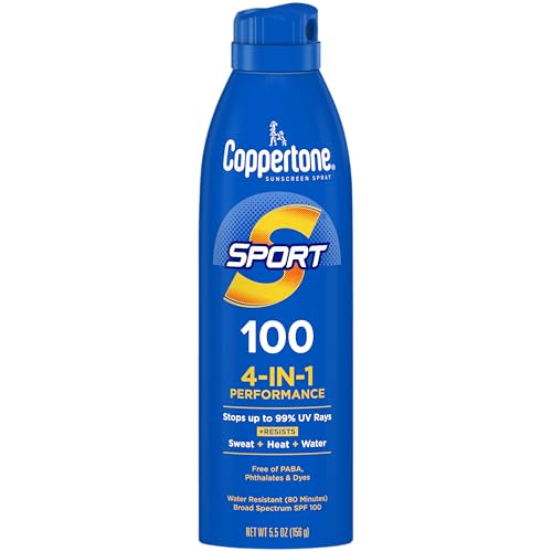 Coppertone SPORT Sunscreen Spray SPF 30, Value Pack, 2 x 5.5 FL OZ | Spray Sunscreen Broad Spectrum SPF 30, Sweat, Heat and Water Resistant, PABA, Oxybenzone, Octinoxate, Paraben and Dye Free