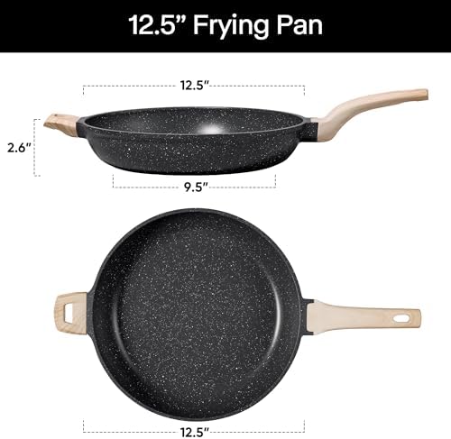 CAROTE Nonstick Frying Pan, 8 Inch Classic Granite Skillet | Kitchen Healthy Non Toxic Stone Cookware,All-Stovetop Compatible, Cool Handle, Easy to Clean, PFOA Free
