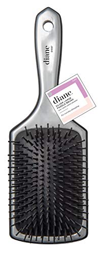 Diane Small Cushion Paddle Brush, 13-Row, Ideal for Medium to Thick Hair, Detangling and Smoothing, Silver