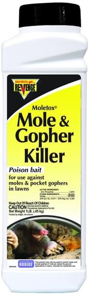 REVENGE Moletox Mole & Gopher Killer Poison Bait Granules, 1 lb. Ready-to-Use Control for Pocket Gophers in Lawn | Ready-to-Use