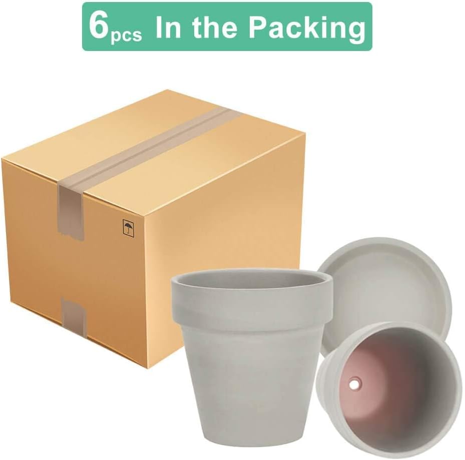 vensovo 4 Inch Terracotta Plant Pots with Saucer - 6 Pack Clay Flower Pots with Drainage, Great for Plants, Crafts, Wedding Favor