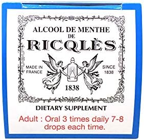 Ricqles Peppermint Oil Dietary Supplement (Supports Healthy Digestion, Intestinal Comfort) (1.69 fl. oz) (1 Bottle) (Product of France).