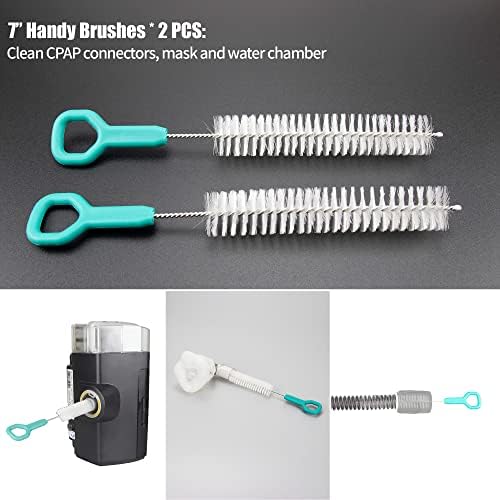 Jakia CPAP Tube Hose Cleaning Brush Kit 7 ft Strong Flexible Spring Body with Double Brush Heads Each 8.7" and 6.7“ Diameters Plus Two 7" Handy