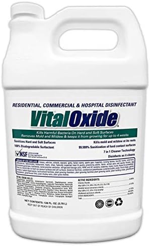 Vital Oxide Disinfectant, Deodorizer, Cleaner, Food-Contact Sanitizer, Virucide – (EPA registration #82972-1) – Kills Mold & Mildew, Eliminates Odors -1 Gallon | EPA registration 82972-1, disinfectant, deodorizer, cleaner, food-contact sanitizer and viru…