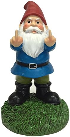 Gnometastic Middle Finger Gnome Statue 8.5in, The Original Double Bird Funny Garden Gnomes Statues Outdoor Decorations for Yard