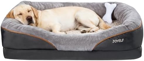 JOYELF Large Memory Foam Dog Bed, Orthopedic Dog Bed & Sofa with Removable Washable Cover and Squeaker Toy as Gift