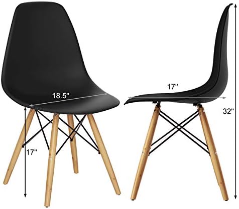 GIANTEX Dining Chairs Set of 2 White, Pre Assembled Dining Room Chairs | Mid Century Modern Kitchen Chairs with Wood Legs, Armless Plastic Dining Side Chair for Kitchen, Living Room