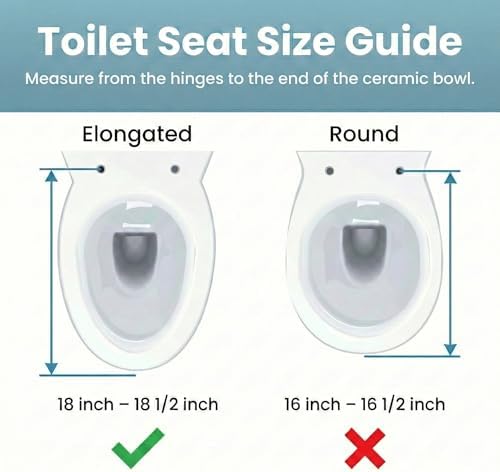 Renovators Supply Manufacturing Plastic Soft Close Toilet Seat Elongated Quiet-Close Lid, Contoured Seat, Easy to Install and Clean, Grip-Tight Bumpers with Adjustable Mounting Hardware, Black