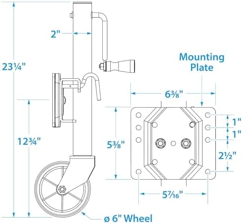 Seachoice Fold Up Trailer Jack, 22-7/8 In., Max Lift 1,000 Lbs.