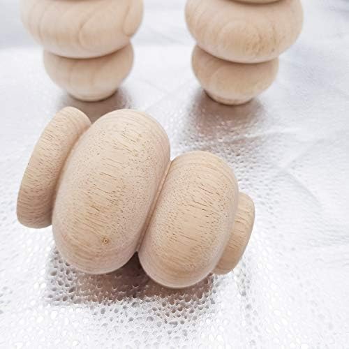 Wood Furniture Legs 4 Inch Sofa Couch Chair Ottoman Loveseat Cabinet Legs Replacement Feet Unfinished Bun Foot Pack of 4
