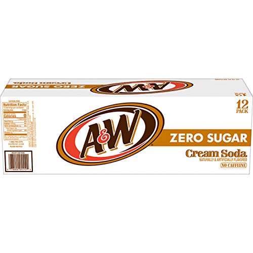 A&W Zero Sugar Root Beer Soda, 12 fl oz cans, 12 pack