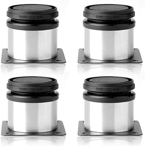 Pack of 4 Furniture Cabinet Adjustable Stainless Steel Round Kitchen Feet，Furniture Leg for DIY Furniture, Sofa Table Cabinets Shelves 50 x 50mm