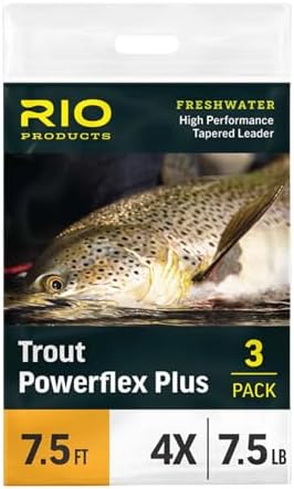 RIO PRODUCTS Trout Powerflex Plus Leader, Pre-Tied Loop for Easy Rigging, High Performance Tapered Leader Line