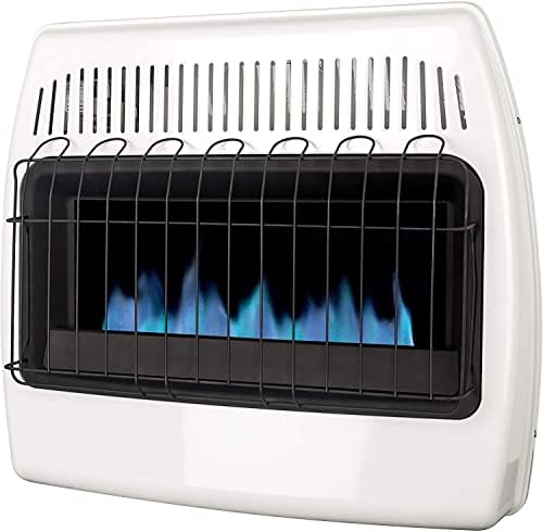 UTY 30,000 BTU Natural Gas / Propane Wall Heater for Indoor Use - Dual Fuel, with Fan Blower, white, 28 x 11 x 24