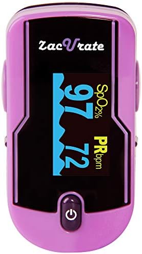 Zacurate 500E Premium Fingertip Pulse Oximeter Oximetry Blood Oxygen Saturation Monitor with Silicon Cover, Batteries and Lanyard (Mystic Purple)