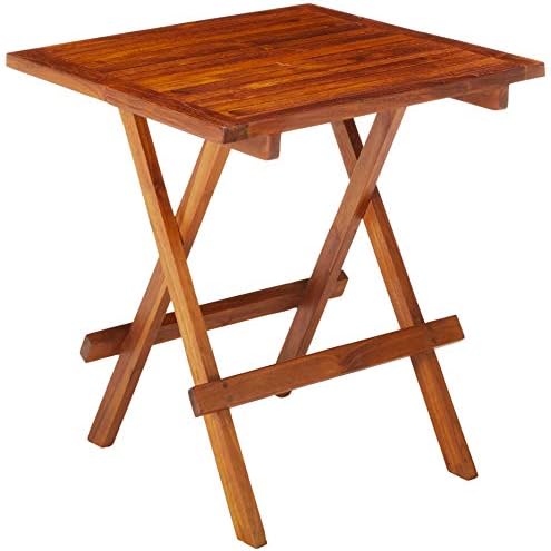 Ravinia Folding Teak Small Table, Oiled Finish Brown