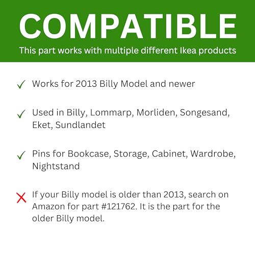 Billy Bookshelf Pins | Replacement for IKEA Part #131372 | by Spare Hardware Parts | Pack of 12