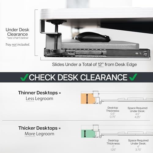 VIVO Clamp and 12 inch Rail Set for DIY Custom Wooden Keyboard Trays (Rail Set Only - Tray Not Included)