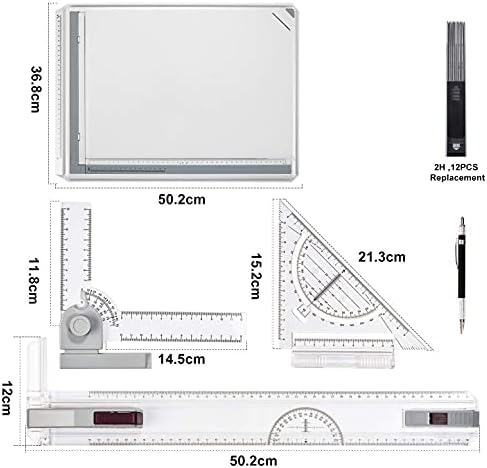 Frylr Inch A3 Drawing Board Drafting Table Multifunctional Drawing Board Table with Clear Rule Parallel Motion and Angle Adjustable Measuring System