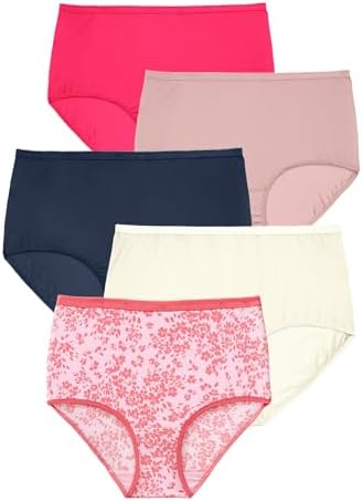 Comfort Choice Plus Size 5-Pack Classic Silky Nylon Brief