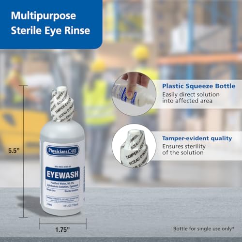 PhysiciansCare by First Aid Only 7-006 Eye Wash Solution, 4 oz Bottle