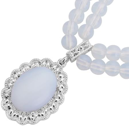 Gemstones Mix Silvertone Beaded Necklace for Women Jewelry Size 18-20" Birthday Gifts
