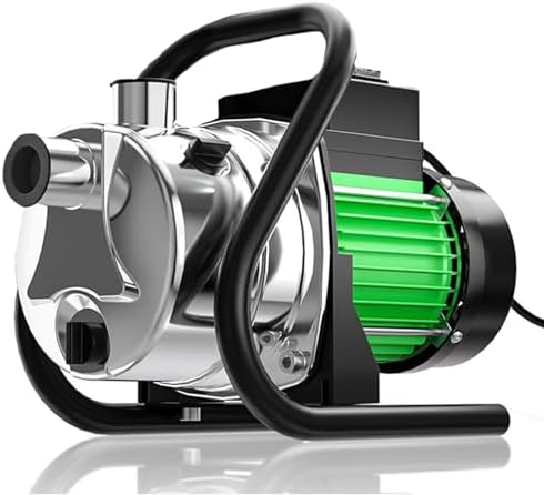 Water Transfer Pump 110V Shallow Well Pump 1.6HP Electric Portable Garden Pressure Booster Pumps for Sprinkler Irrigation Lawn with Adapters, Green