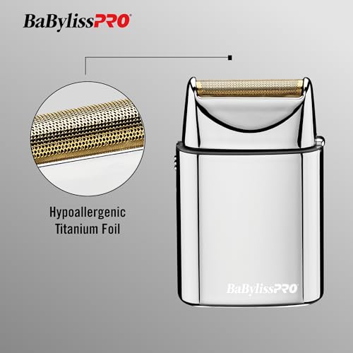 BaBylissPRO METALFX Single Foil Shaver, Handheld Razor for Travel, Portable Cordless Close Face Shaver for Head, Beard, & Neck