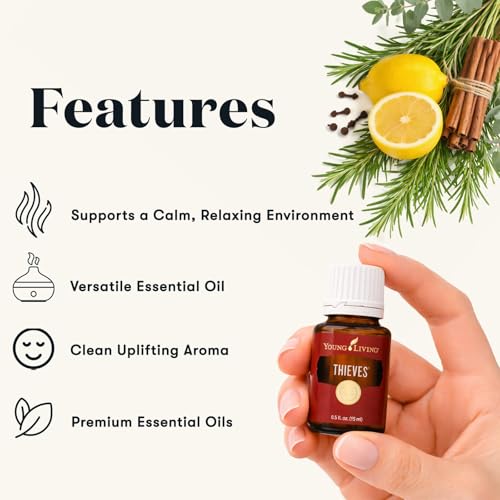 Young Living Thieves Essential Oil Blend 15ml | Natural Aromatherapy Oil for Diffuser & Topical Use with Clove