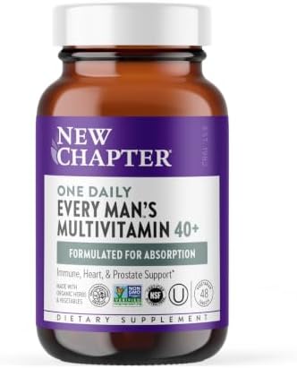 New Chapter One Daily Every Man's Multivitamin 40+ - Offers Eyesight, Immune System & Cellular Energy Support* - Contains Vitamin C, Saw Palmetto & More - Gluten Free & Vegetarian - 96 Tablets