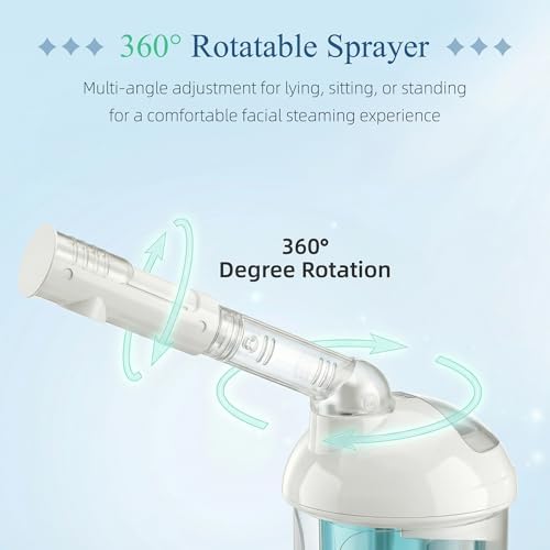 ZENY 3-in-1 Portable Facial Steamer and Hair Steamer, Humidifier, Nano Ionic Face Steamer for Acne Blackhead, Unclogs Pores, Spa Quality