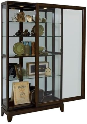 Pulaski Two Way Sliding Door Curio, 46 by 15 by 83-Inch, Chocolate Cherry Finish, Dark Brown