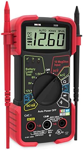 INNOVA 3320 Auto-Ranging Digital Multimeter, Red & Black | Automotive meter for car audio and car stereo install tools