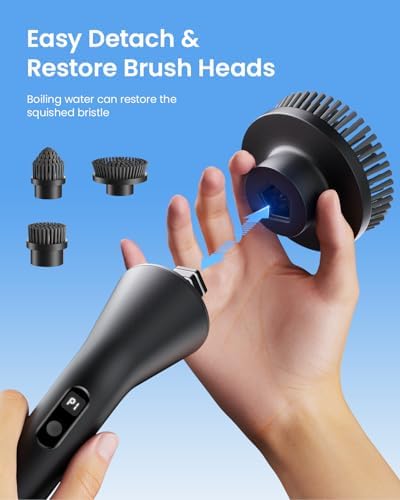 Leebein Electric Spin Scrubber, Cordless Cleaning Brush for Bathroom Shower Tub, IPX7 Waterproof Power Scrubber with 7 Brush Heads