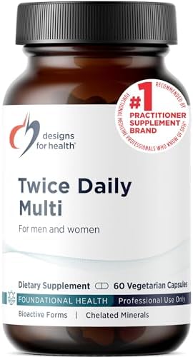 Designs for Health Methylated Multivitamin for Women & Men - Twice Daily Multimineral Supplement & Multivitamin Without Iron + Methylated B12 and Folate, Vitamin C, K, D, E + More (120 Capsules)