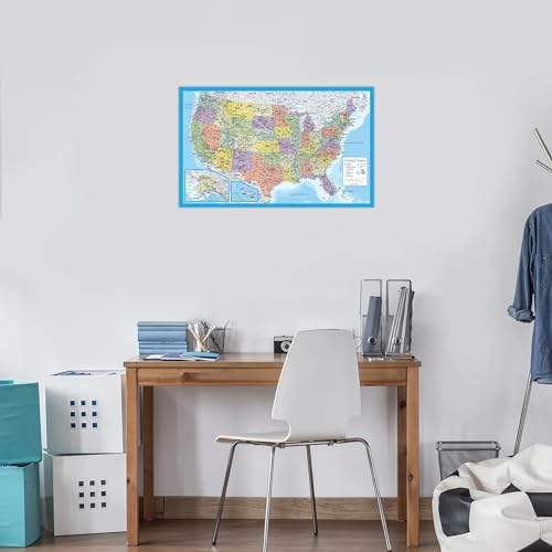 Laminated World Map & US Map Poster Set - 18" x 29" - Wall Chart Maps of the World & United States - Made in the USA - (LAMINATED, 18" x 29")