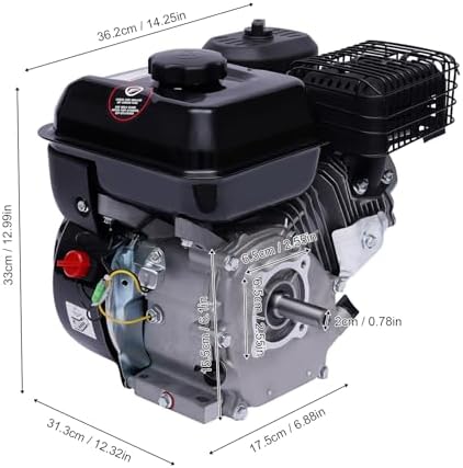 Gas Engine, 7.5 HP Horizontal Shaft 212CC 4-Stroke Engine, 3600 RPM with 20 mm Shaft – for Farm Machinery, Garden Equipment, Tillers