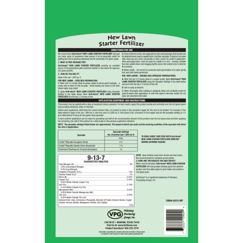 Fertilome (10906) New Lawn Starter Fertilizer 9-13-7, 20 lbs | 9-13-7 seed & sod starter - Develops roots before rapid growth, safe for new lawns - Lawn starters